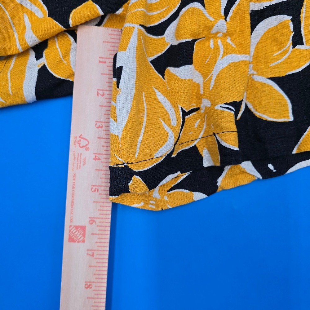 Who What Wear Floral Linen Shorts High Rise Pleated Paperbag Yellow Black 2 - Picture 6 of 8